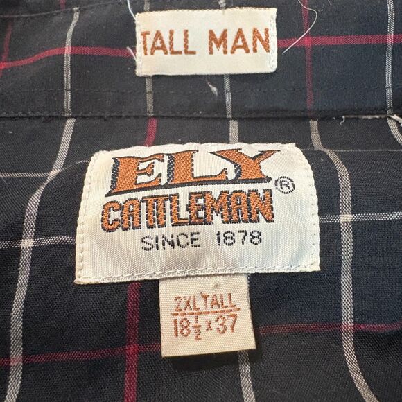 Ely Cattleman 2XL Tall Pearl Snap Western Shirt Plaid Cottagecore Rodeo Vibe - Picture 4 of 7